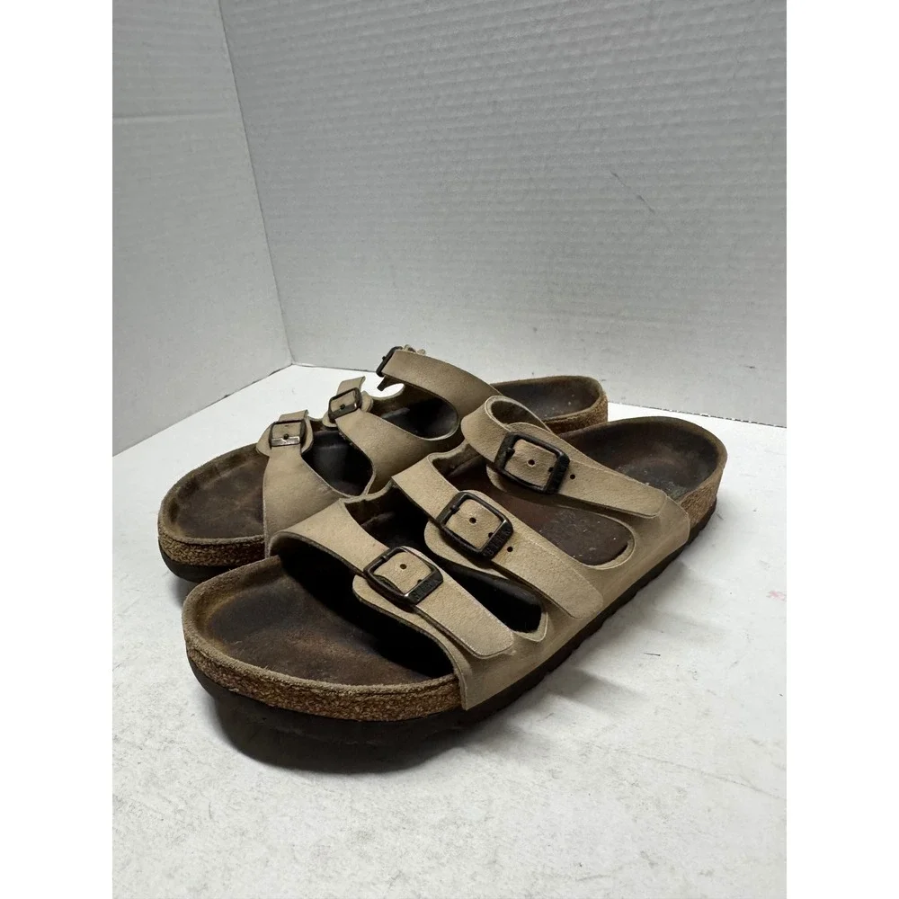 Birkenstock Florida Soft Footbed Triple Strap Sandals Taupe Mens 37 L6 M4